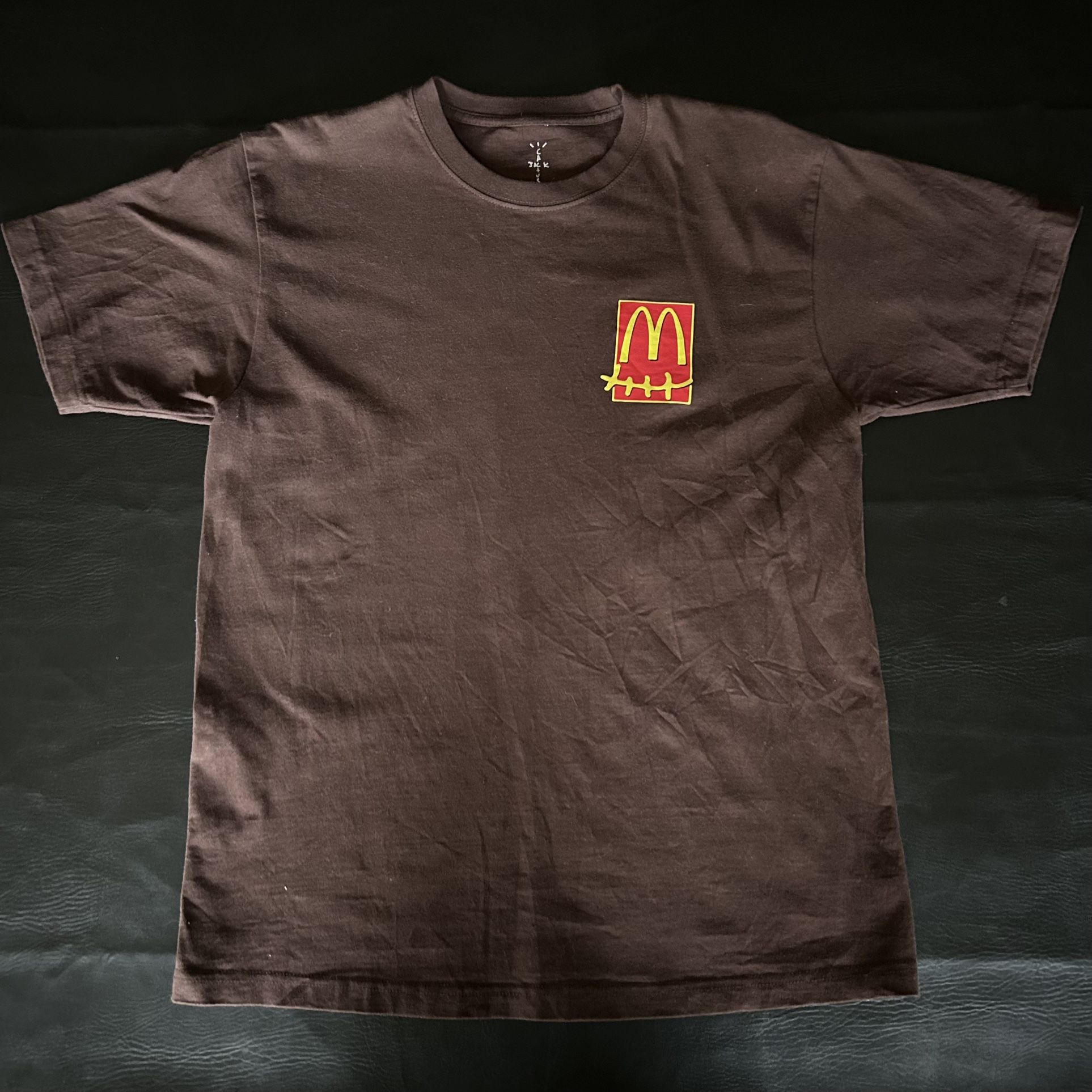 Travis Scott Cactus Jack Men's T-Shirt Brown McDonald's Sesame, Size Medium Read