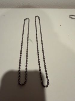 Two Silver Rope Chain Necklaces