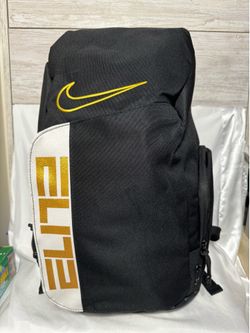 Nike Elite Pro Basketball Backpack Black White Gold Athletic Gym Bag New