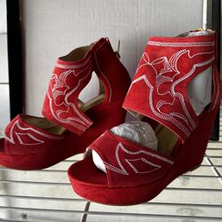 Western Style Red Wedges 
