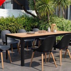BRAND NEW FREE SHIPPING 100% FSC Solid Teak & Aluminum 9 Piece Patio Dining Set | Ideal Furniture Set For Outdoor