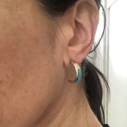 Sterling Silver Turquoise Half Hoops From New Mexico