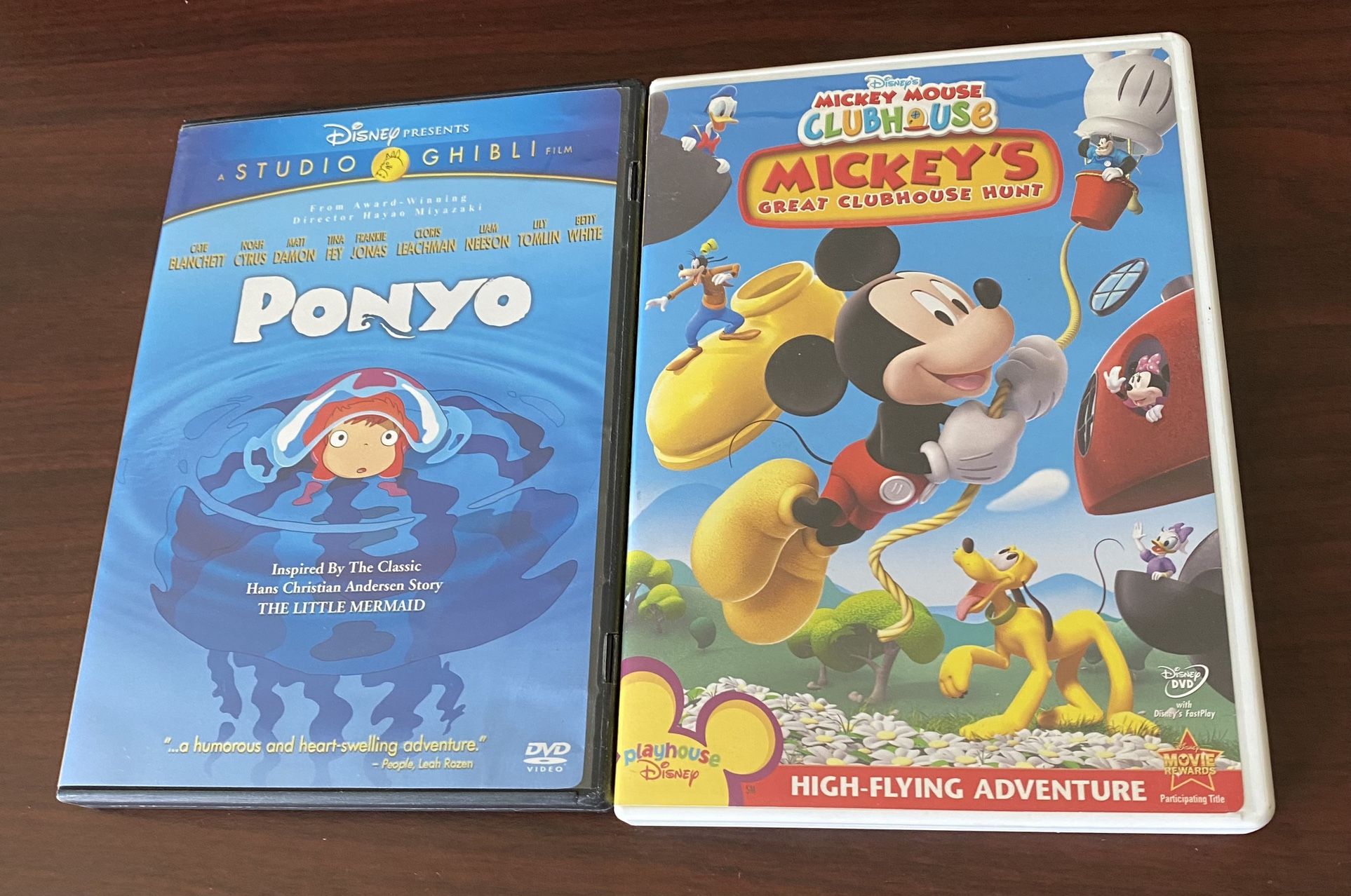 Kids Disney DVD LOT of 2 DVD’s, Mickey’s Playhouse & Ponyo, Great Movies !!