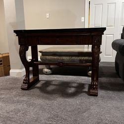 Console Desk Library Table 1 Drawer Marble Color Top Claw Feet