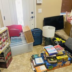 Brand new Christmas decor, tv/remote, storage tubs, books, etc- $100 for all. :) Higley and ray!