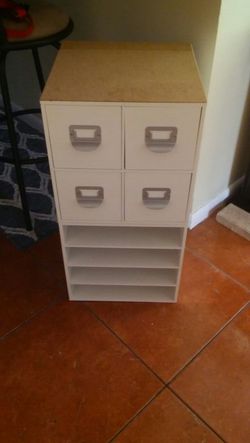 Small drawer and shelving storage