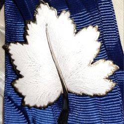 White Enameled Maple Leaf Brooch Pin GIOVANNI 