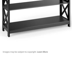 Costway 3-Tier Console Table X-Design Sofa Entryway Table with Drawer & Shelves