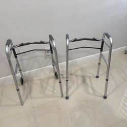 Drive Medical 2-Button Standard Foldable Walker for Seniors & Adults - Adjustable Legs - Lightweight Aluminum Construction - 350 Lb Weight Capacity -