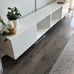 White TV Console Stand, Good Condition 