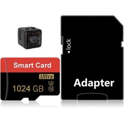 Mini Spy Camera Include 1000G SD Card Hidden Camera HD Video Recording, Extreme PRO 1TB microSD with Adapter, Small Dog Camera Nanny Cam Baby Monitor 