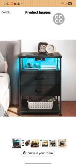 4 tier 2 drawer nightstand with charging station