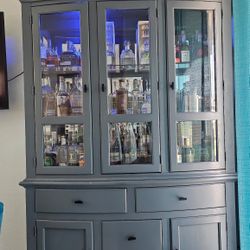 Modern Gray Bar Cabinet with Lights