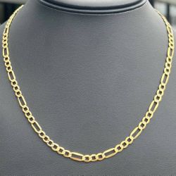 10k yellow gold hollow Figaro link chain necklace 20” 4.75mm