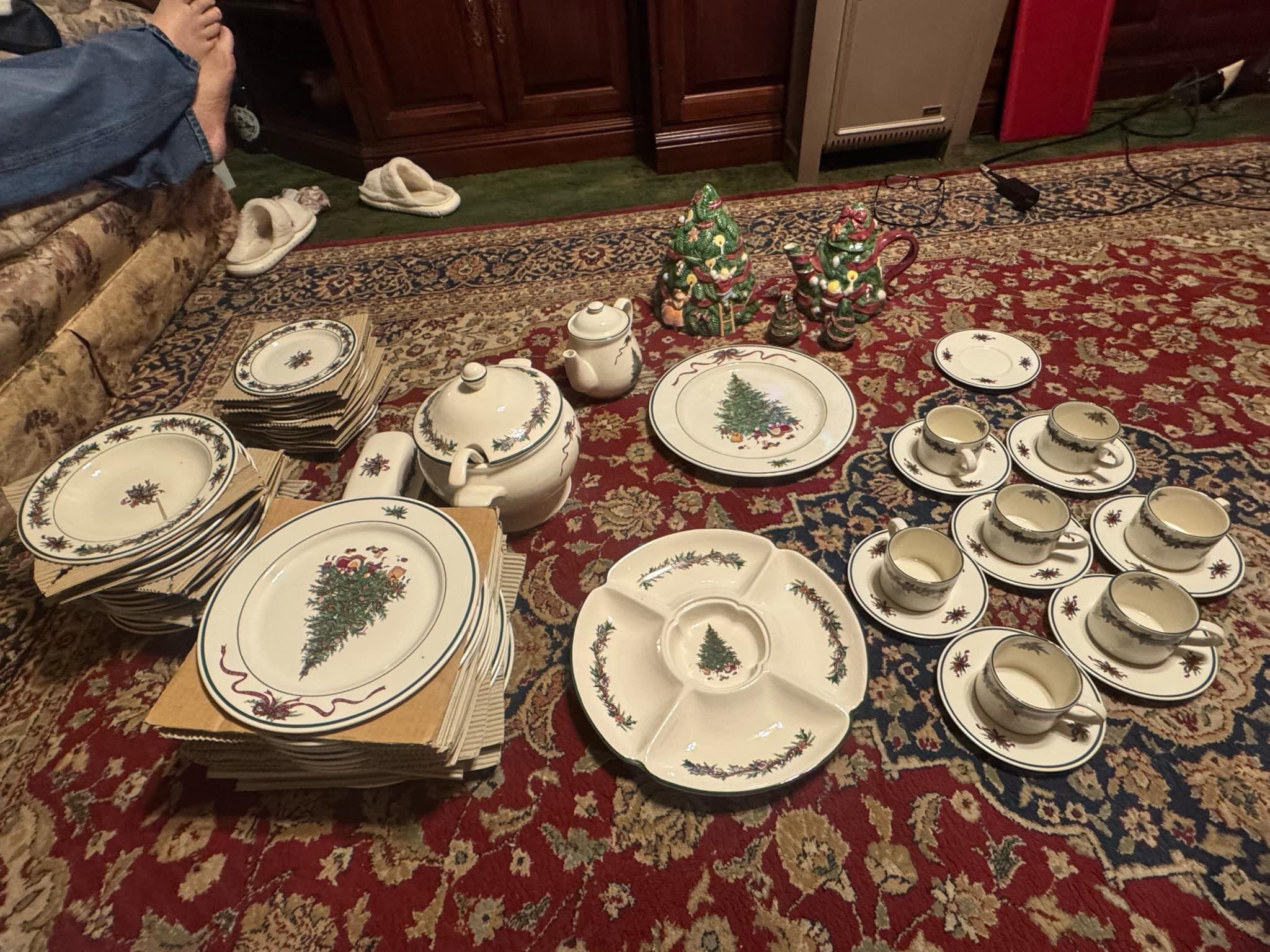  Vintage 1992 O’ Tannenbaum Christmas Tree Dish Set From Macy’s