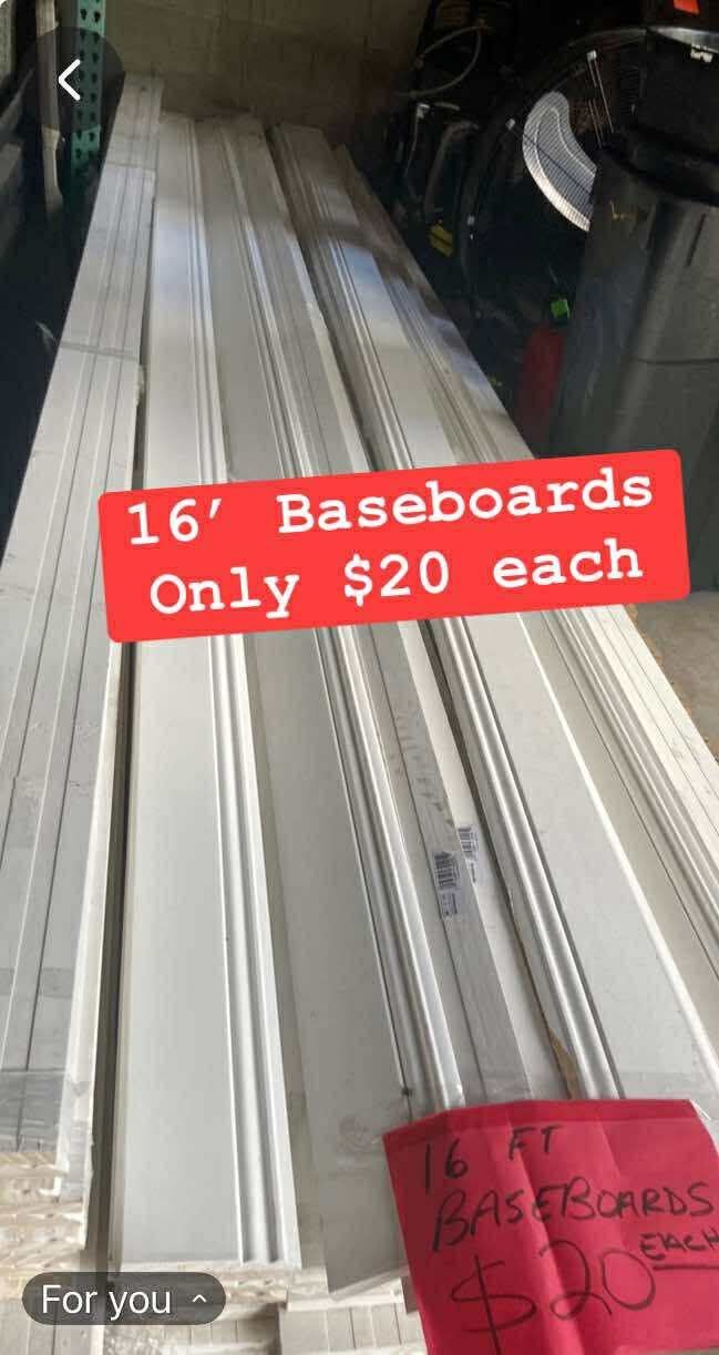 16ft Baseboards - $20 Per Board