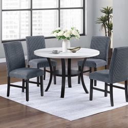 5 Piece Dining Set Dark Grey Corduroy Chairs Brand New In Box Firm Price $398