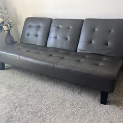 Faux Leather Convertible Futon Sofa Bed