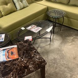 Metal cocktail table and two end tables $250 for three pieces