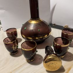 vintage  1950’s Rossini Empoli Italian glass decanter set,