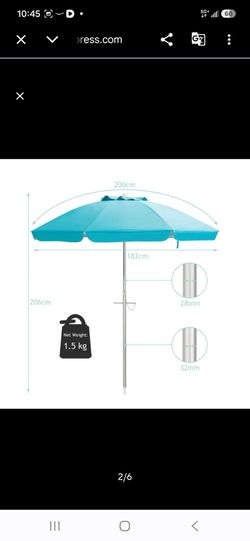 Large Beach Umbrella 200cm Teal