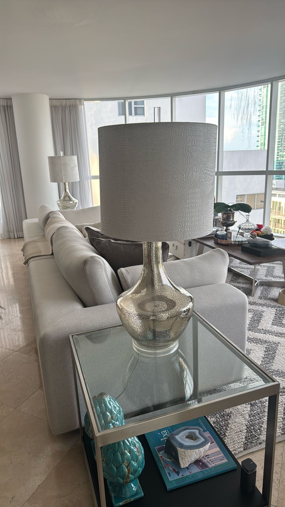 Mirrored Crackle Table Lamp set Of 2