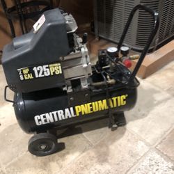 Air compressor 2 hp is 8 gallons 125 psi central pneumatic