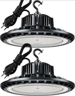UFO LED High Bay Light 150W 5000K,21,000LM,Lamp with Plug, Hanging Hook, Safe Rope, Lighting Fixtures