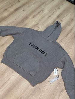 ESSENTIALS Knit Hoodie Charcoal Oatmeal Men's size L