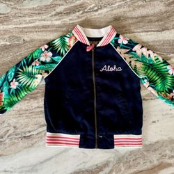 Aloha Floral Sleeve Bomber Jacket - 3T