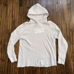 Kith X Callus Waffle Knit Hoodie Shirt Pullover Size Medium Grey Beige