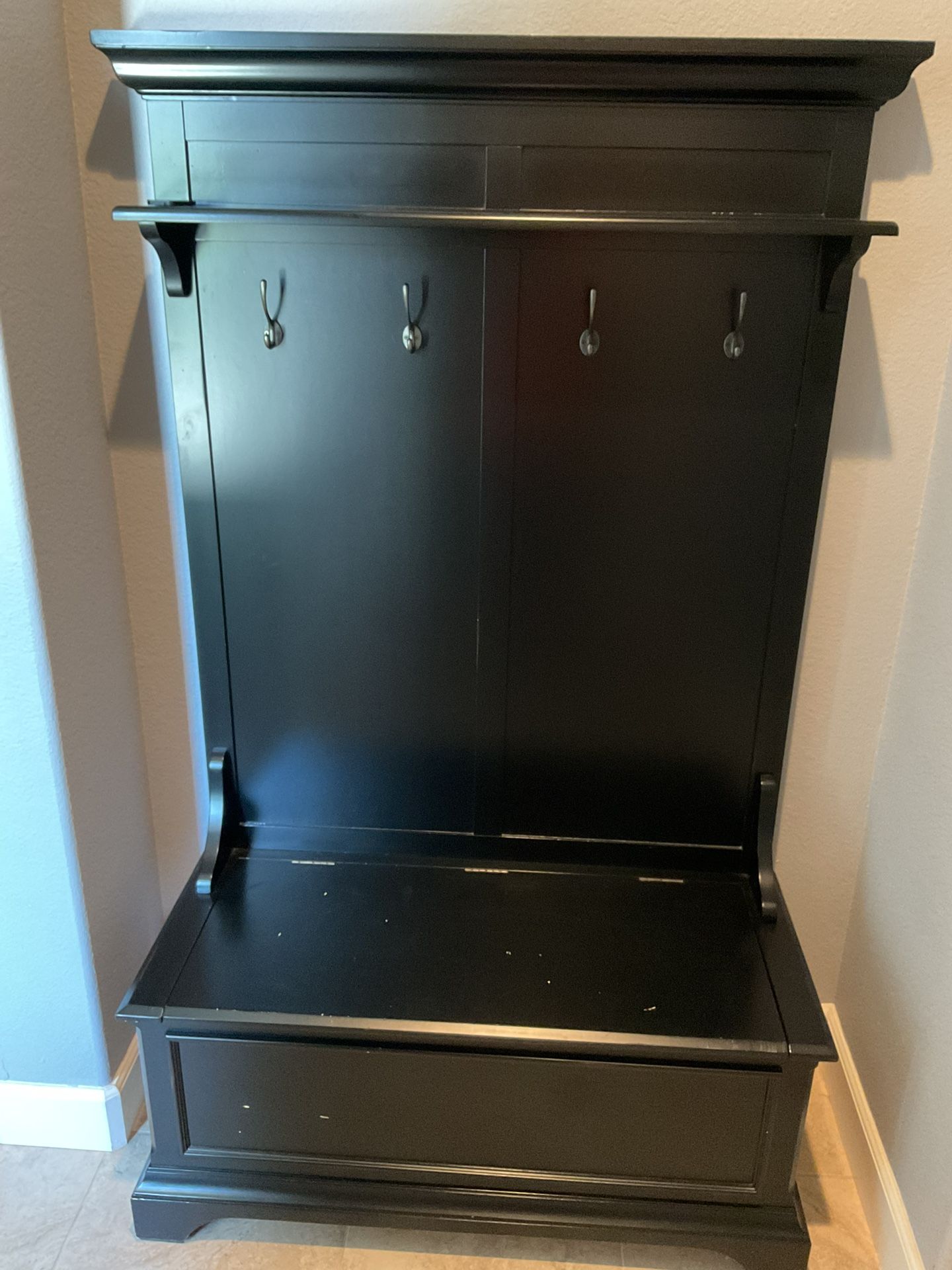Black Hall Tree With Cedar Lined Chest