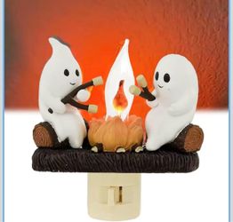 Ghost Bonfire Flickering Flame Halloween Night Light Plug in Wall Simulation Bonfire Flameless Candl