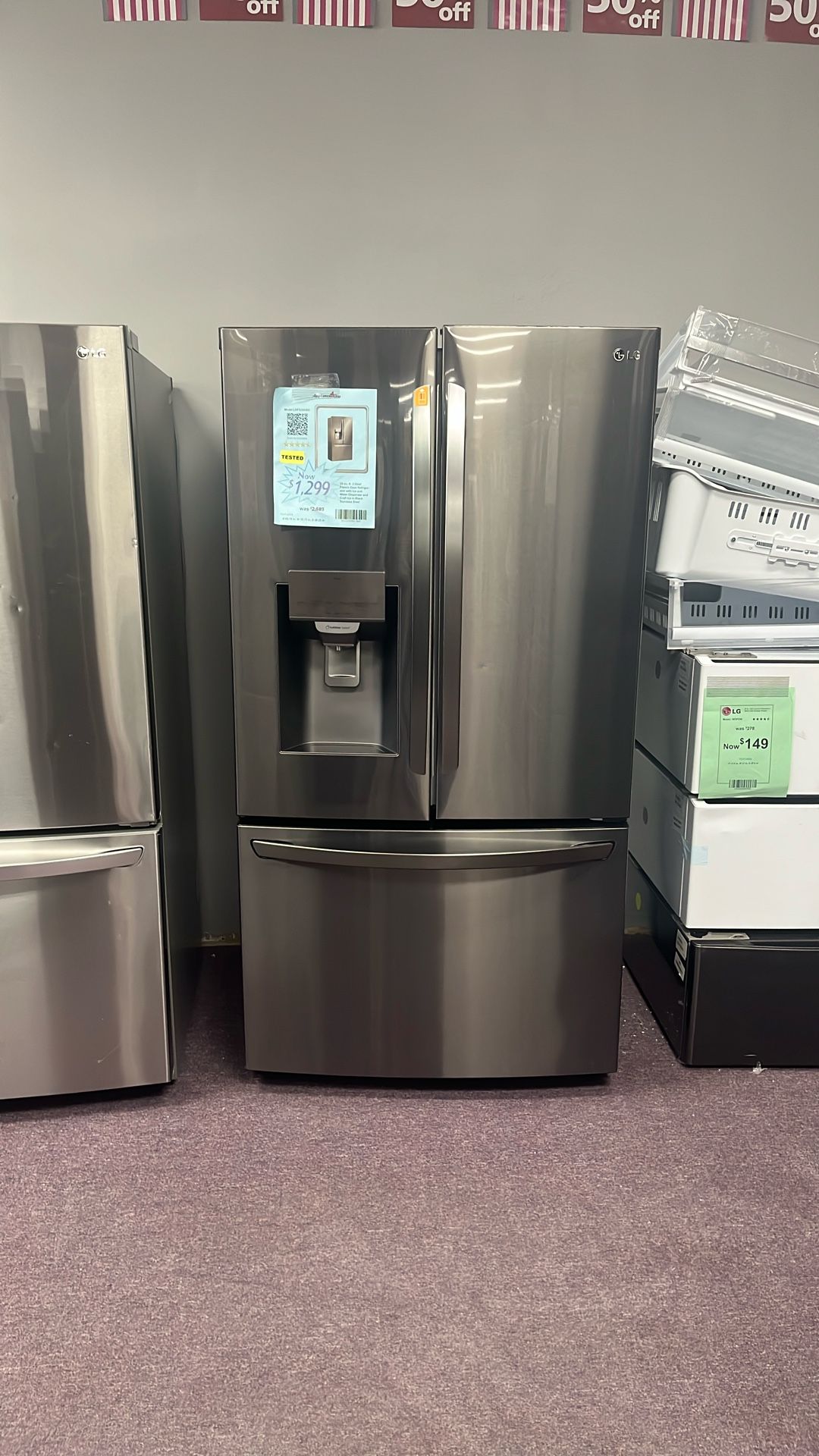 Refrigerator Black Stainless 36” In New Open Box Scratch And Dents Free Delivery