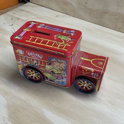 Tin Fire Truck Coin Bank