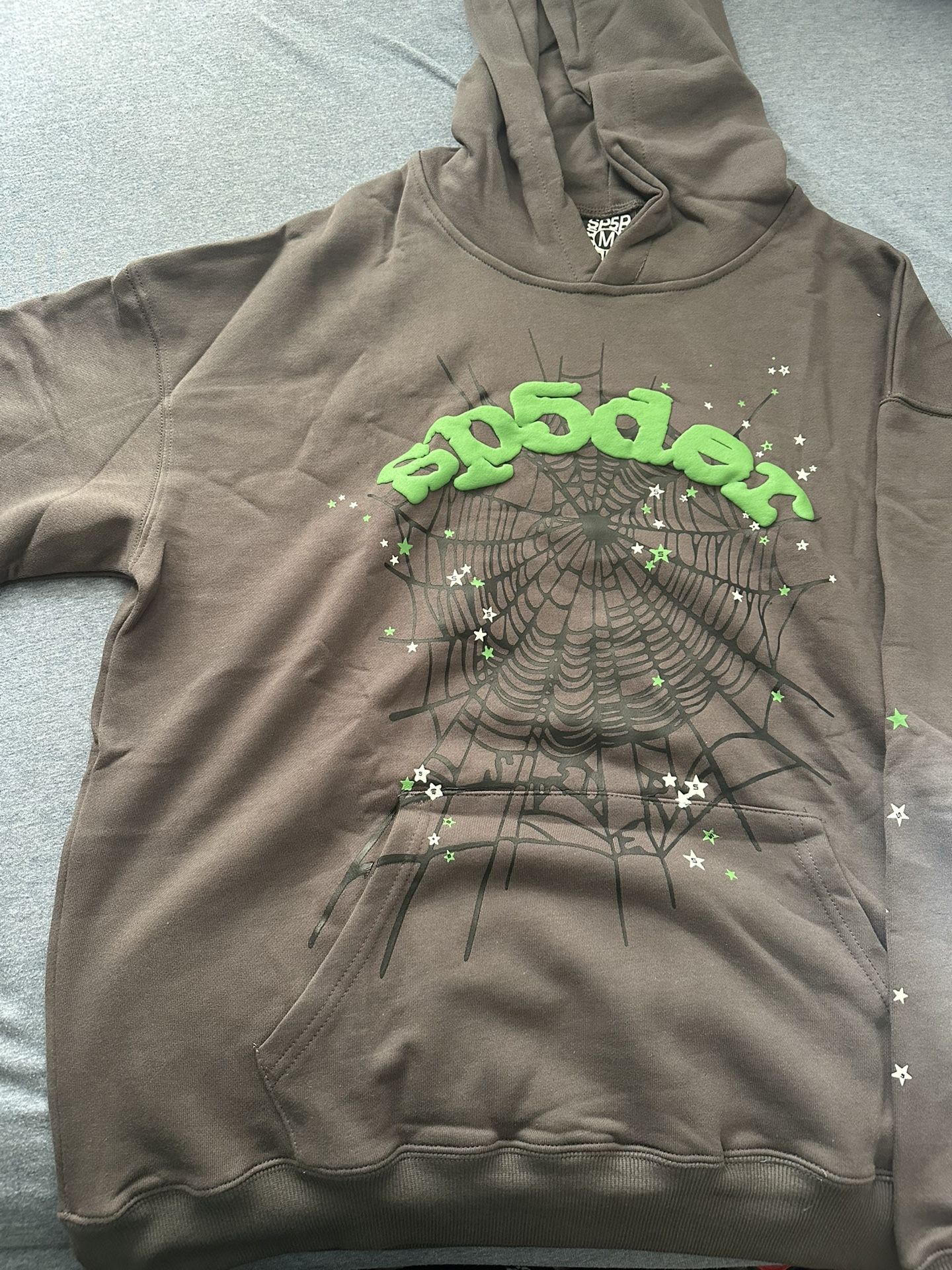 Sp5der Hoodie Grey Green Medium