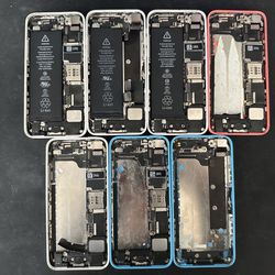Lot Of 7 iPhone 5C (Shells + Motherboards)