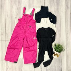 Girls 5T Winter Clothing Bundle Snow Play Bib Thermal Pants Tops Turtlenecks