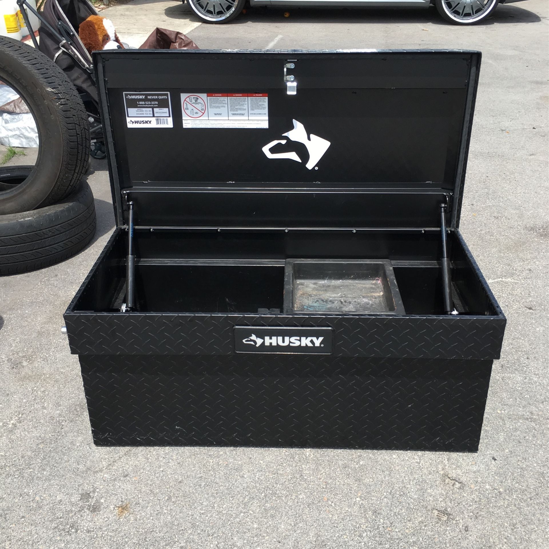 Husky 40.8 matte black aluminum full size cheap chest truck tool box