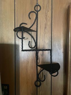 Vintage Wrought Iron 3-Tiered Wall Shelf