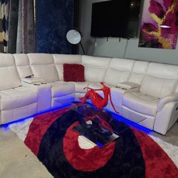 White Power Reclining Sectional With Led Lights Only $1599