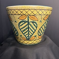 Large Vintage 60’s Handpainted Pottery Flower Pot Planter