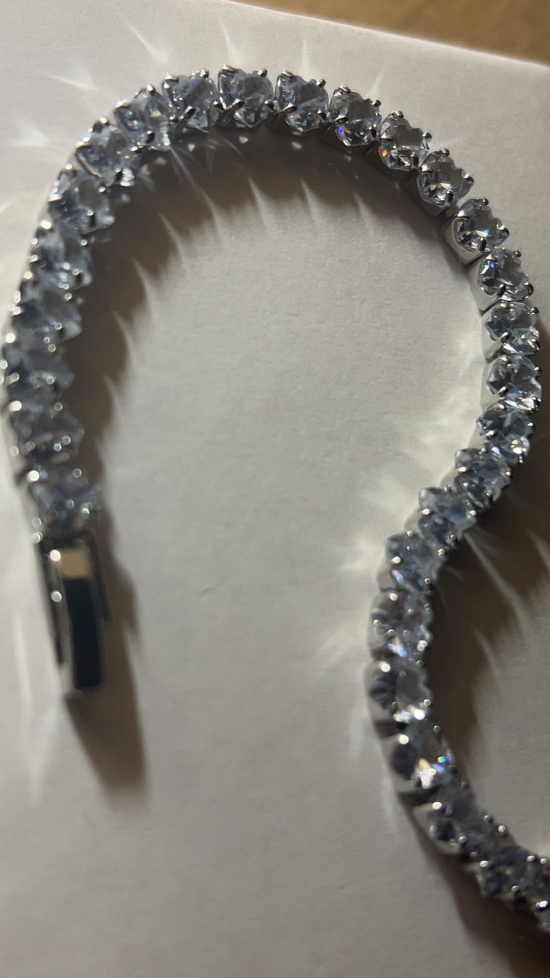 6.89 Inch Cubic Zirconia Heart Cut Silver Bracelet