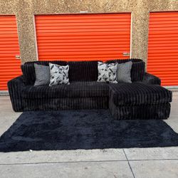 Black L-Shaped Sectional Couch - FREE DELIVERY!
