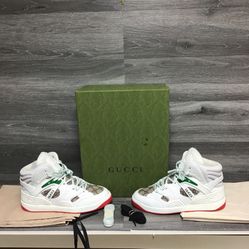 Size 7.5 Gucci Basket High White Demetra Red 