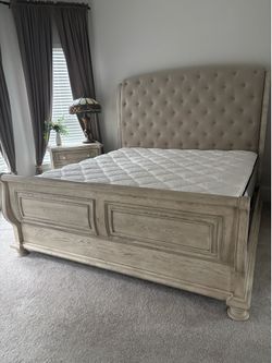King size bed OneNight stand 33*21*32 Dresser with mirror 71*21*40