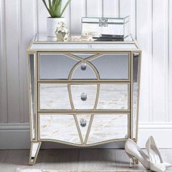 NIGHTSTAND MIRRORED GOLD DETAILS