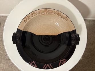 DANA Pottery Serving Bowl Black Taupe Southwestern Design