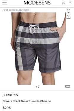 ** Burberry London ** Gowers Check swim trunks in Charcoal