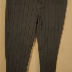 Olive Green High Waist Skinny Jeans With Stripes